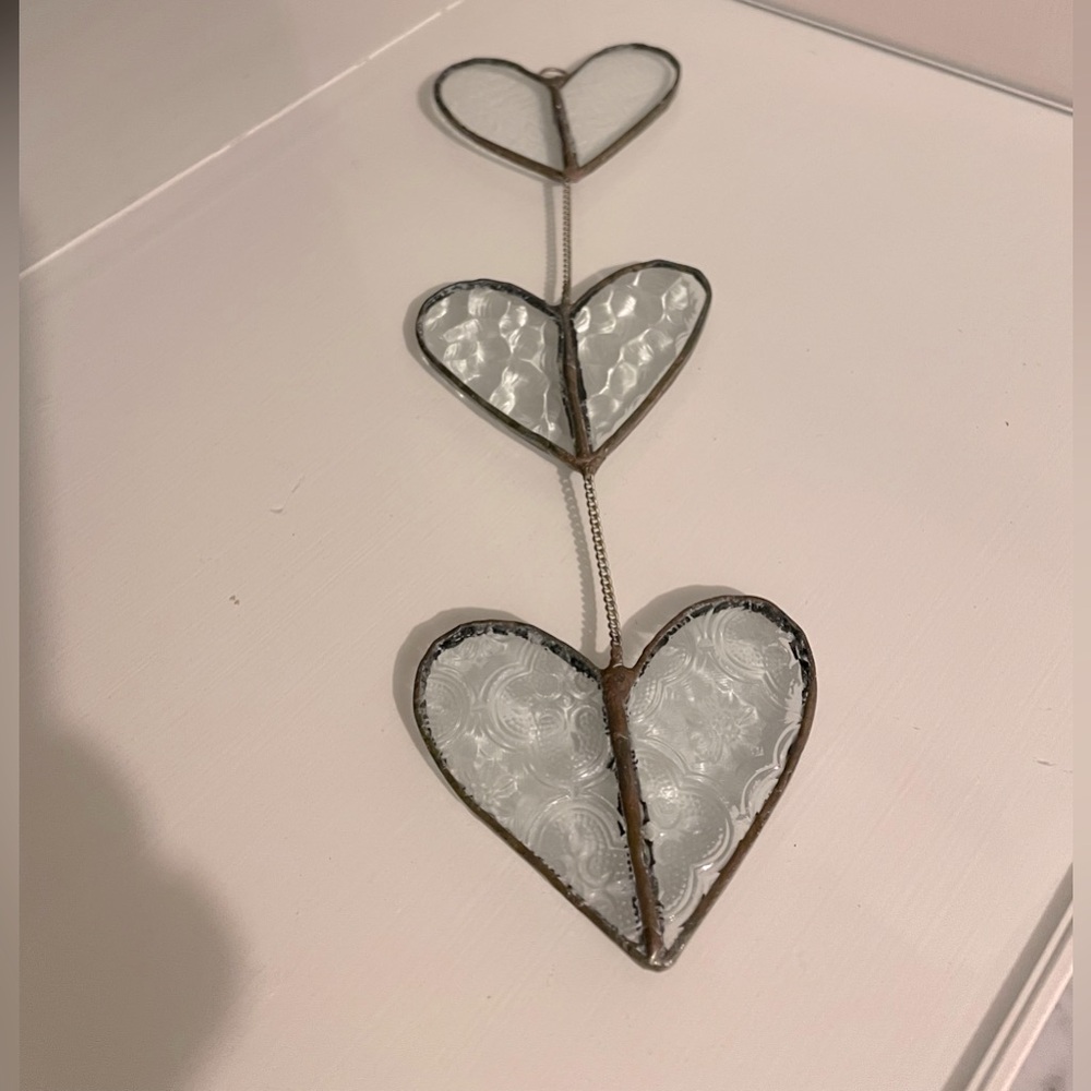Vintage Glass Hearts Hanger Love